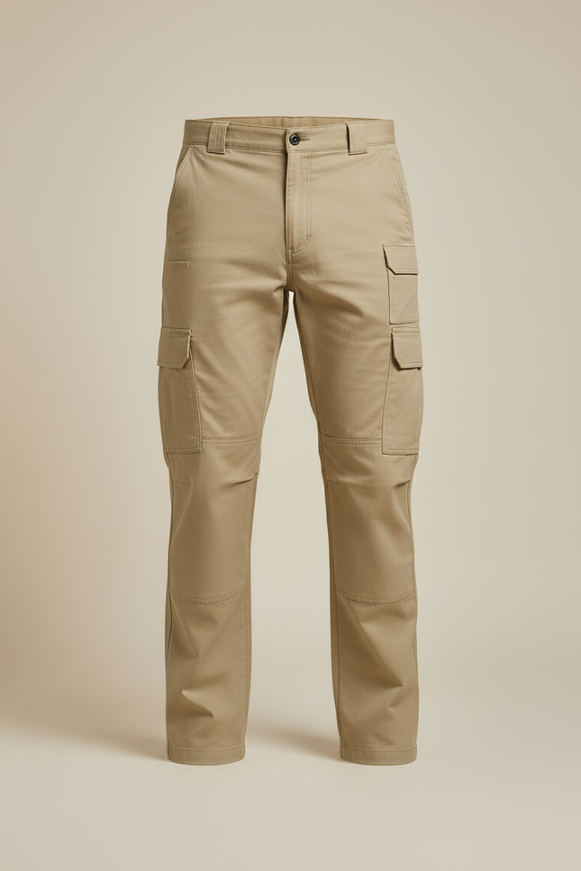 Pantalon Cargo Beige Homme Multi-Poches Tactique Coton - vue 3