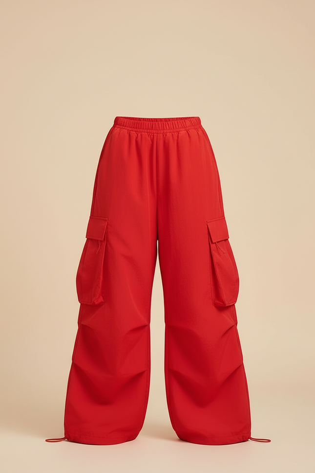 Pantalon Cargo Fille Rouge Parachute - Polyester - vue 3