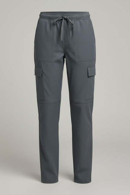 Pantalon Cargo Gris Droit Cordon Poches Latérales - Polyester - vue 3