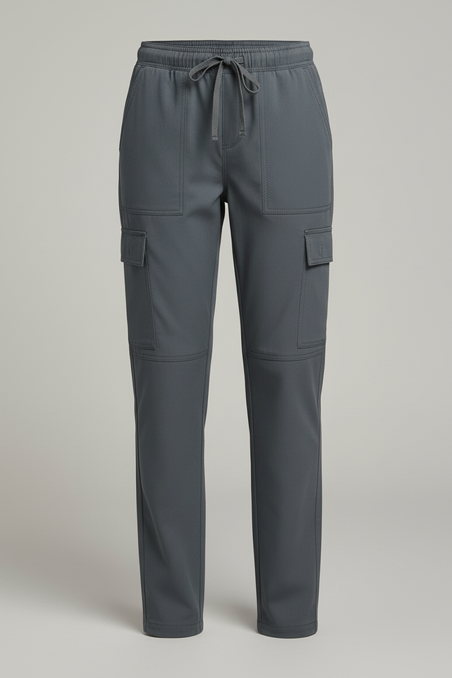 Pantalon Cargo Gris Droit Cordon Poches Latérales - Polyester - vue 3