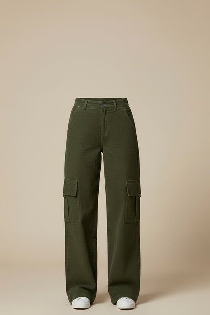 Pantalon Cargo Coton Femme - Kaki Cordé - vue 3