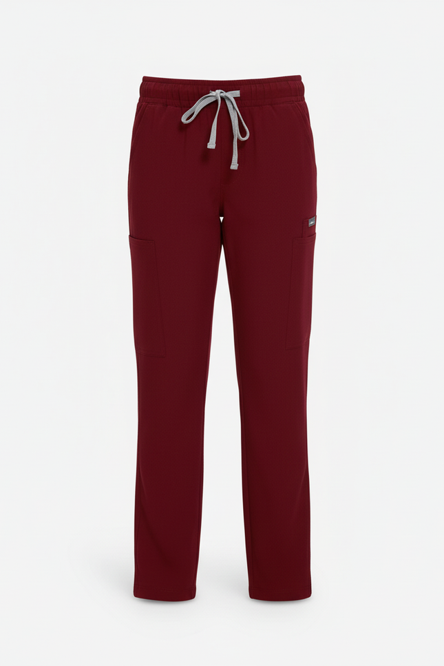 Pantalon Cargo Bordeaux Coton Droit Élastique Enfant - vue 3