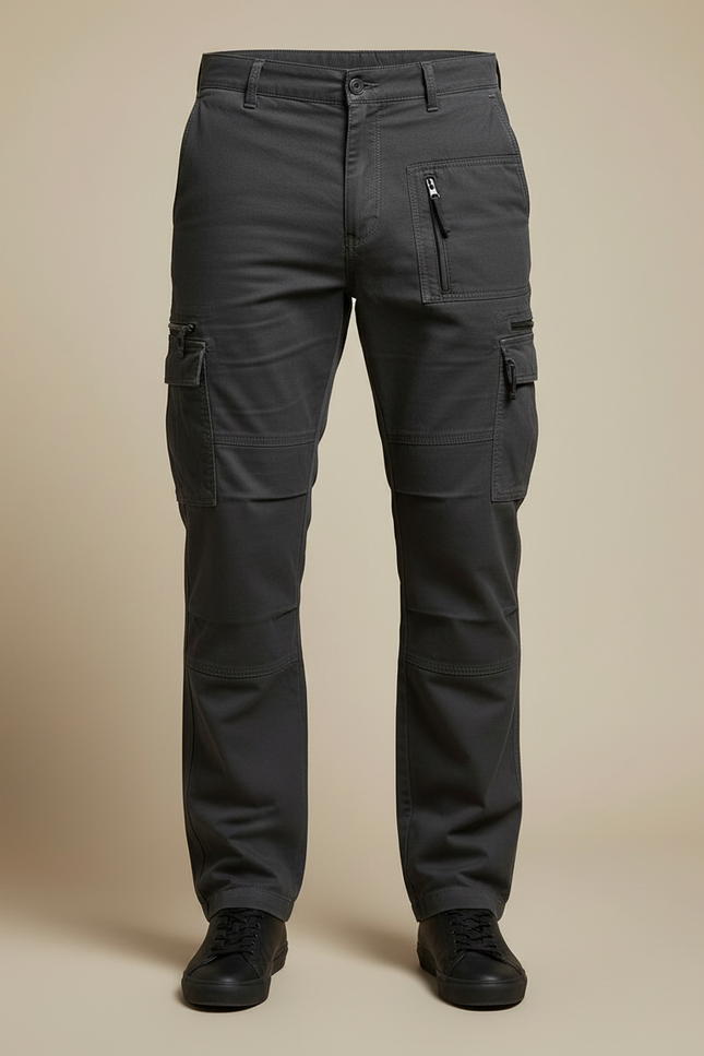 Pantalon Cargo Gris Coton Multipoches Décontracté Urbain - vue 3