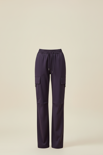 Pantalon Cargo Violet Ample Taille Haute Femme - Polyester - vue 3
