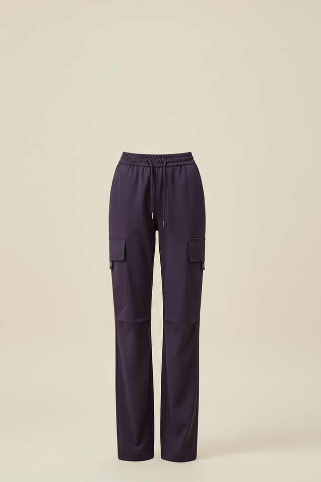 Pantalon Cargo Violet Ample Taille Haute Femme - Polyester - vue 3
