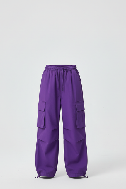 Pantalon Cargo Violet Ample Enfant Multipoches Streetwear - Polyester - vue 3
