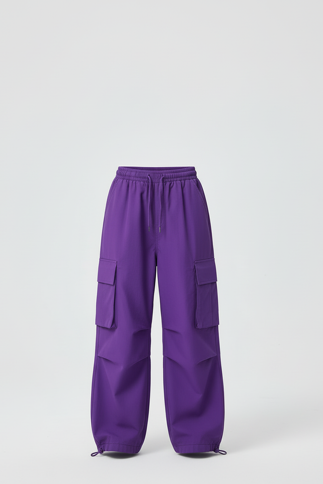 Pantalon Cargo Violet Ample Enfant Multipoches Streetwear - Polyester - vue 3