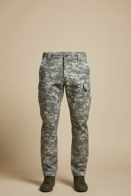 Pantalon Cargo Camouflage Militaire Gris Coupe Droite Décontracté - Toile - vue 3
