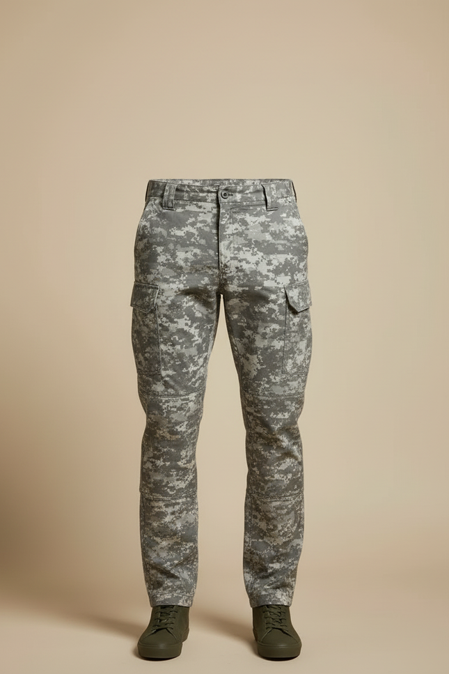 Pantalon Cargo Camouflage Militaire Gris Coupe Droite Décontracté - Toile - vue 3