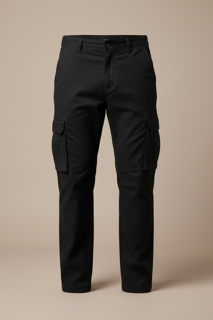 Pantalon Cargo Noir Homme Ample Multipoches Décontracté - Toile - vue 3