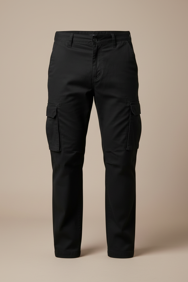 Pantalon Cargo Noir Homme Ample Multipoches Décontracté - Toile - vue 3