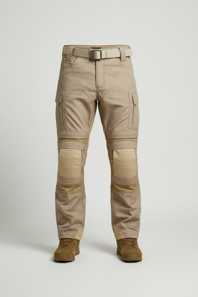 Pantalon Cargo Tactique Beige Résistant Multipoches Homme - Toile - vue 3
