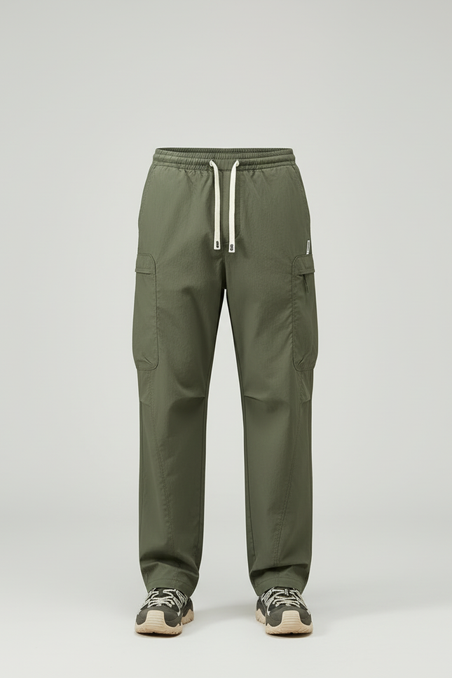 Pantalon Cargo Vert Ample Décontracté Léger Homme - Kaki Polyester - vue 3