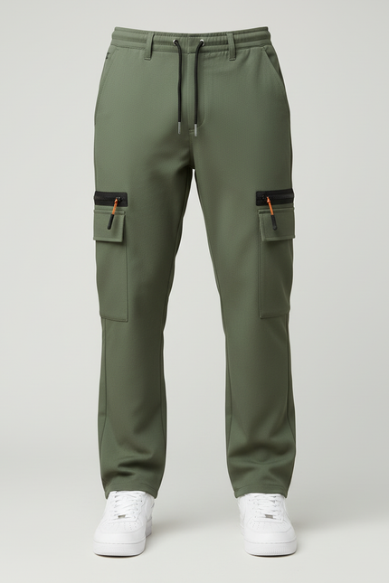 Pantalon Cargo Vert Kaki Homme Décontracté Multipoches Zippées - Polyester - vue 3