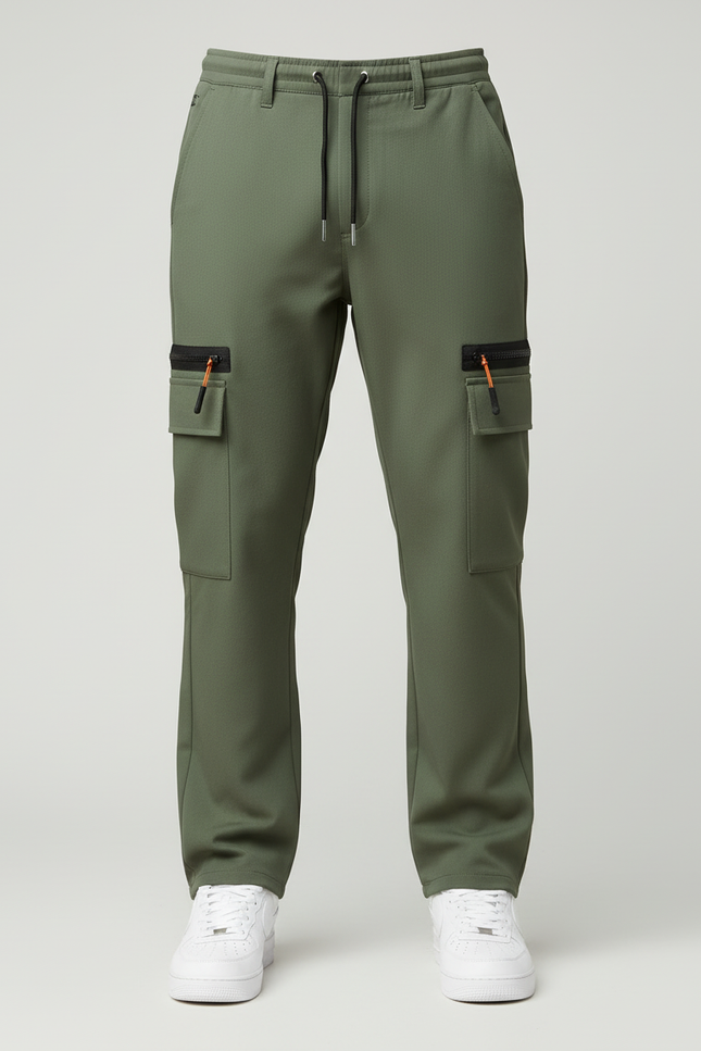 Pantalon Cargo Vert Kaki Homme Décontracté Multipoches Zippées - Polyester - vue 3