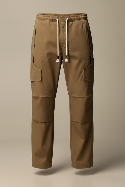 Pantalon Cargo Kaki Coton Ample Décontracté Multipoches - vue 3