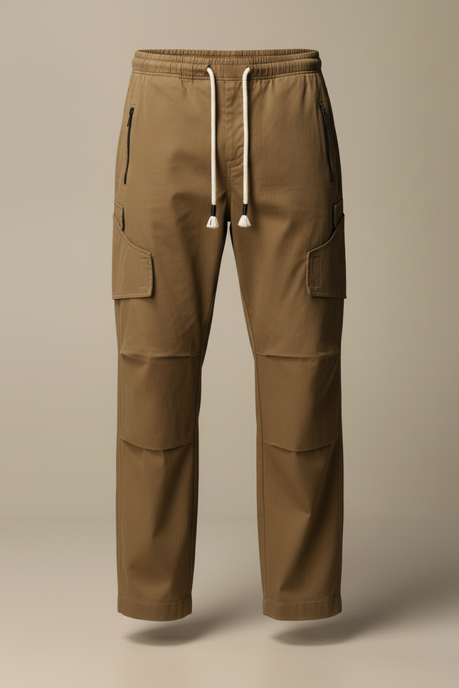 Pantalon Cargo Kaki Coton Ample Décontracté Multipoches - vue 3
