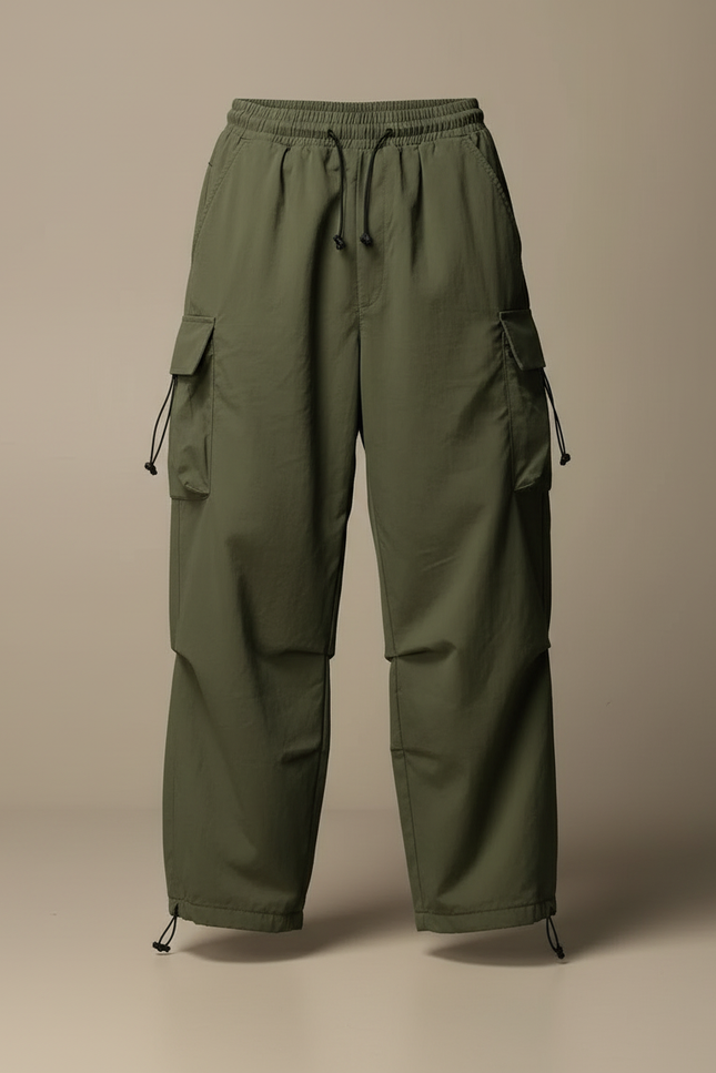 Pantalon Cargo Large - Kaki Polyester - vue 3
