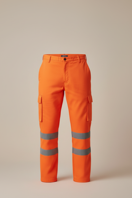 Pantalon Cargo Orange Sécurité Réfléchissant Multipoches Homme - Polyester - vue 3
