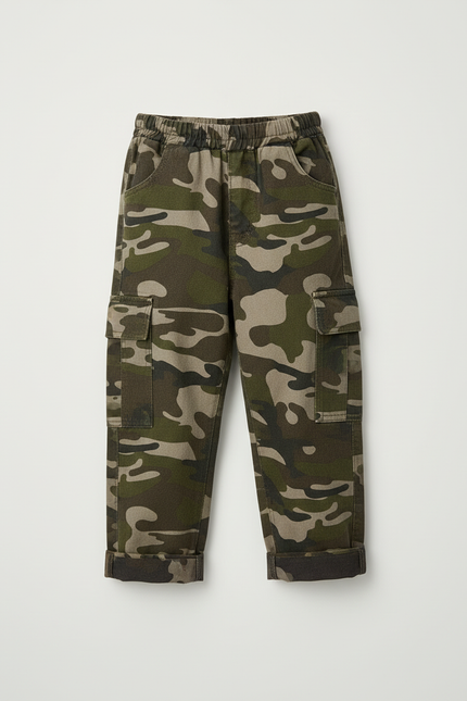 Pantalon Cargo Camouflage Enfant Ample Coton Multipoches - Imprimé - vue 3