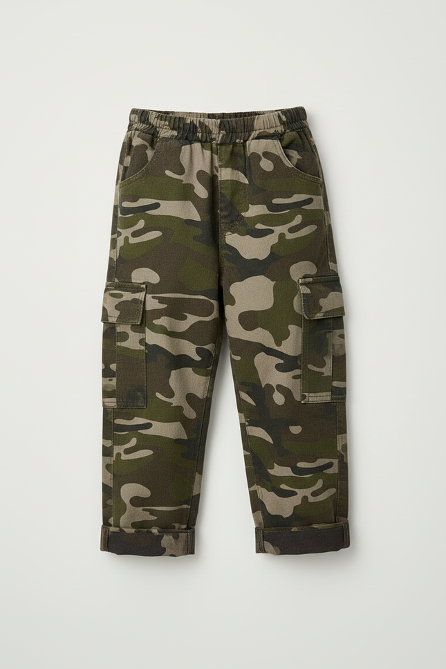 Pantalon Cargo Camouflage Enfant Ample Coton Multipoches - Imprimé - vue 3