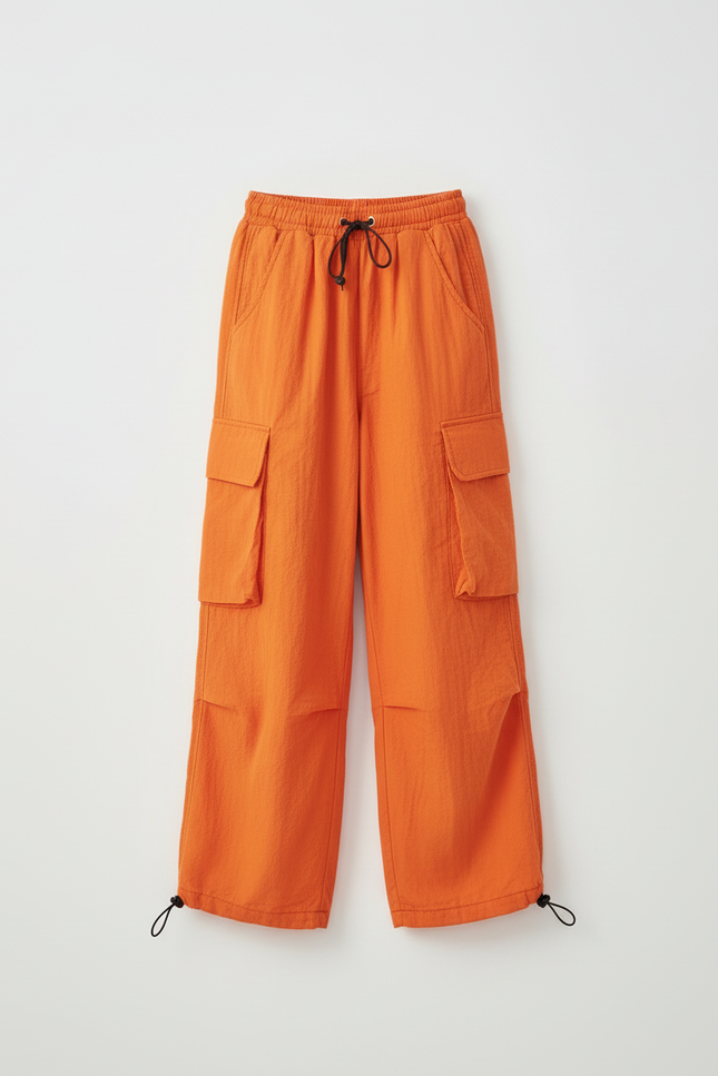 Pantalon Cargo Orange Ample Enfant Parachute Décontracté - Polyester - vue 3