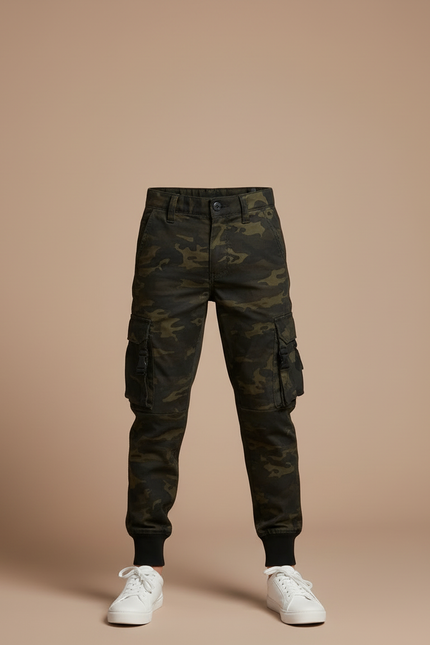 Pantalon Cargo Camouflage Enfant Multipoches Coton - Kaki - vue 3