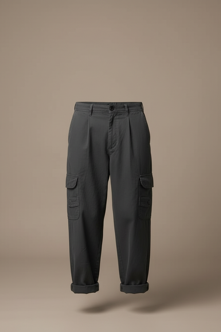 Pantalon Cargo Ample Gris Homme Décontracté Coton - Toile - vue 3