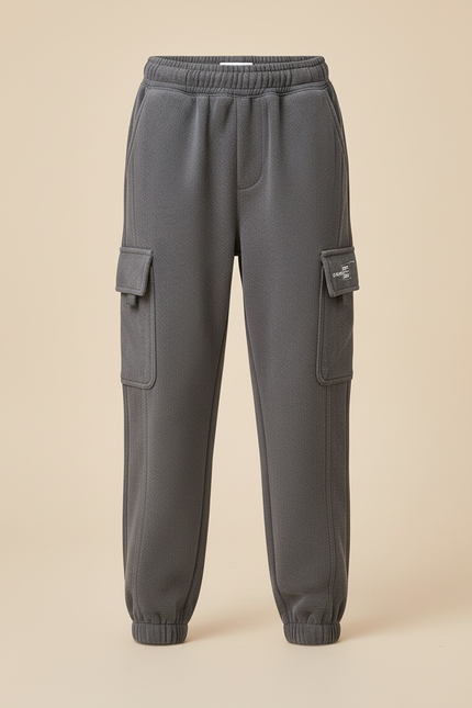 Pantalon Cargo Gris Enfant Molletonné Décontracté - vue 3