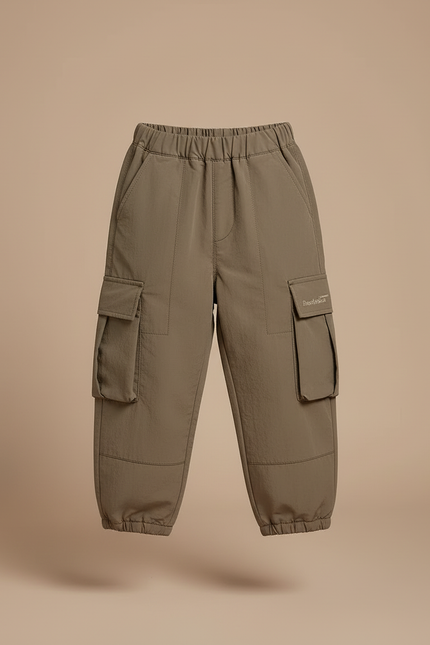 Pantalon Cargo Enfant Ample Marron Chaud - Kaki Polyester - vue 3