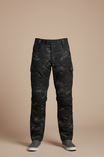 Pantalon Cargo Camouflage Militaire Noir Tactique Enfant - Toile - vue 3