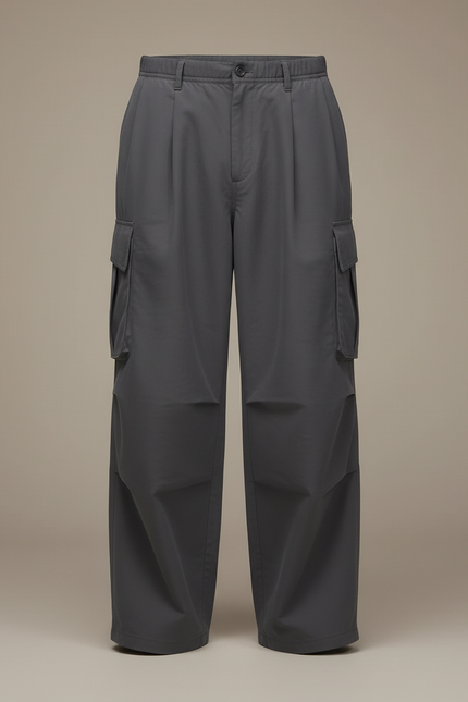 Pantalon Cargo Gris Ample Multipoches Décontracté Homme - Polyester - vue 3