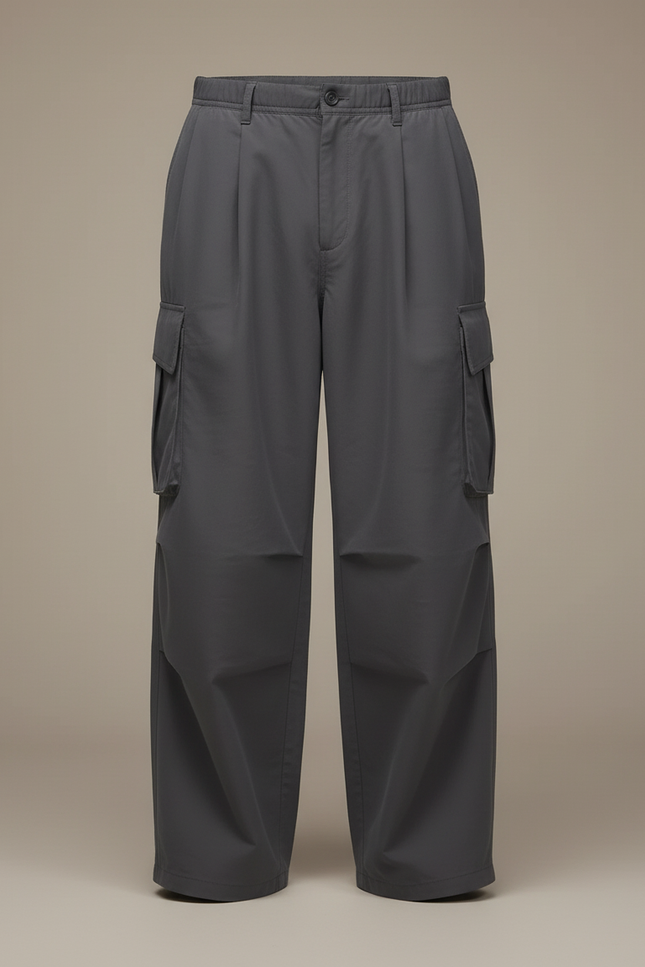 Pantalon Cargo Gris Ample Multipoches Décontracté Homme - Polyester - vue 3