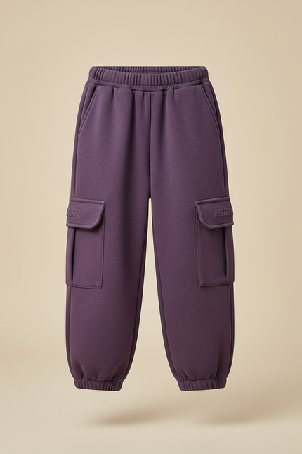 Pantalon Cargo Violet Ample Molleton Poches Enfant - vue 3