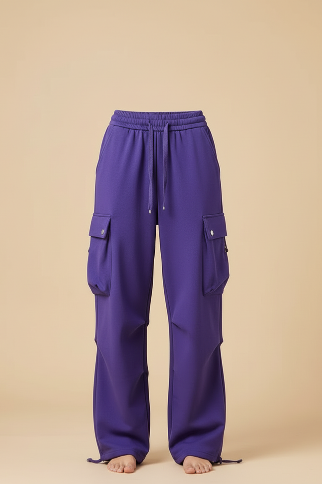 Pantalon Cargo Violet Ample Décontracté Sport Femme - Molleton - vue 3