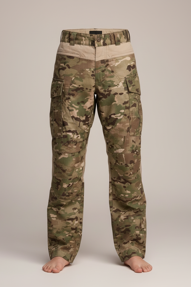 Pantalon Cargo Camouflage Militaire Enfant Ceinturé Multipoches - Multicolore Toile - vue 3