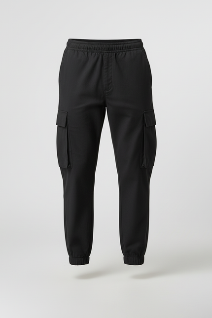 Pantalon Cargo Noir Homme Décontracté Ample Cordon - Coton - vue 3