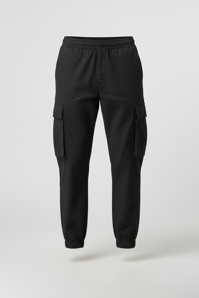 Pantalon Cargo Noir Homme Décontracté Ample Cordon - Coton - vue 3