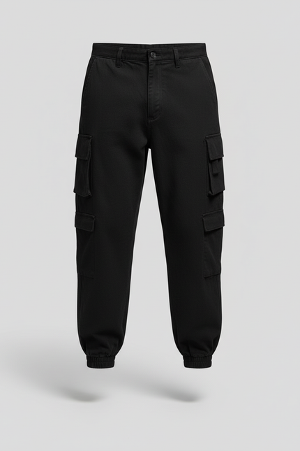 Pantalon Cargo En Tissu Fleece Pour Homme - Noir Molleton - vue 3