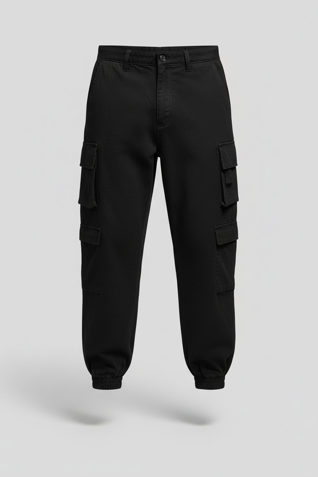 Pantalon Cargo En Tissu Fleece Pour Homme - Noir Molleton - vue 3