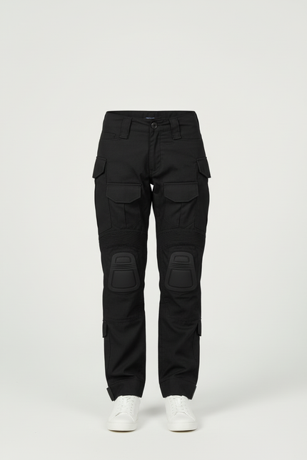 Pantalon Cargo Noir Tactique Multipoches Enfant - Toile - vue 3