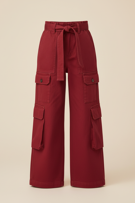 Pantalon Cargo Bordeaux Ample Multipoches Enfant - Toile - vue 3