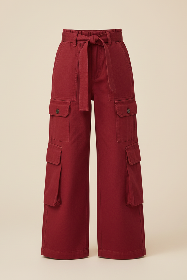 Pantalon Cargo Bordeaux Ample Multipoches Enfant - Toile - vue 3
