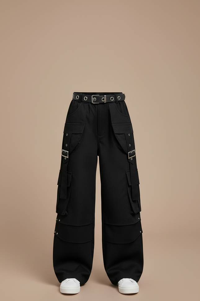 Pantalon Cargo Ceinture - Noir Toile - vue 3