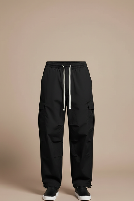 Pantalon Cargo Noir Ample Décontracté Homme - Polyester - vue 3