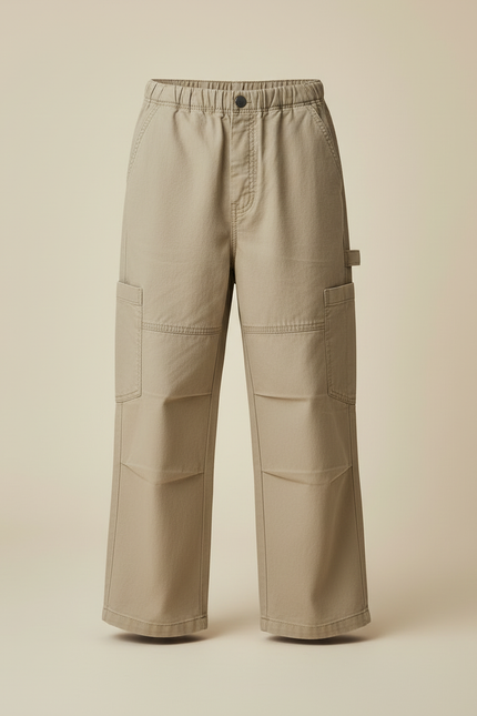 Pantalon Cargo Beige Ample Coton Décontracté Garçon - vue 3