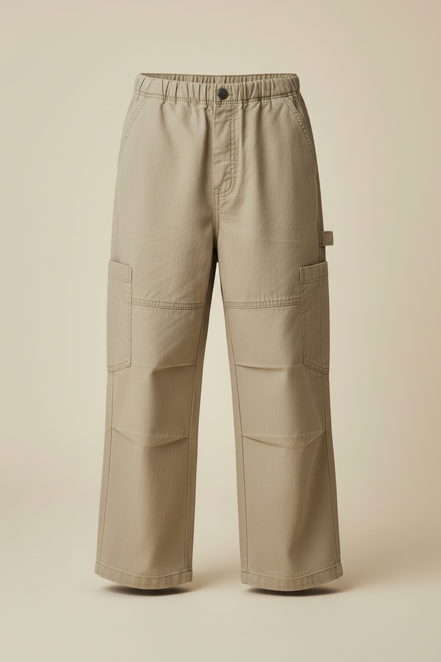 Pantalon Cargo Beige Ample Coton Décontracté Garçon - vue 3