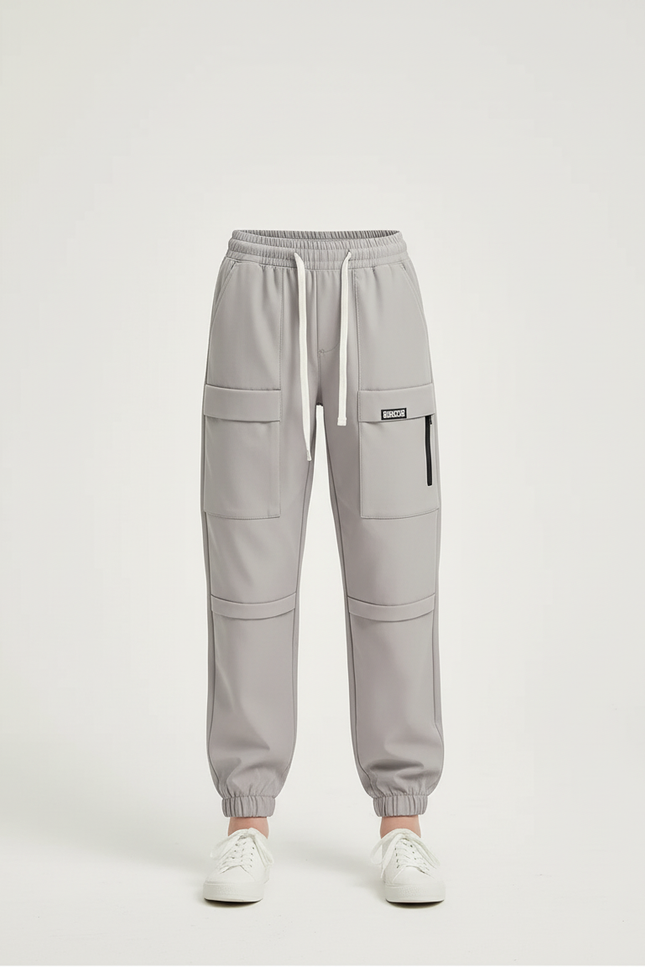 Pantalon Cargo Gris Clair Ample Sportif Enfant - Polyester - vue 3