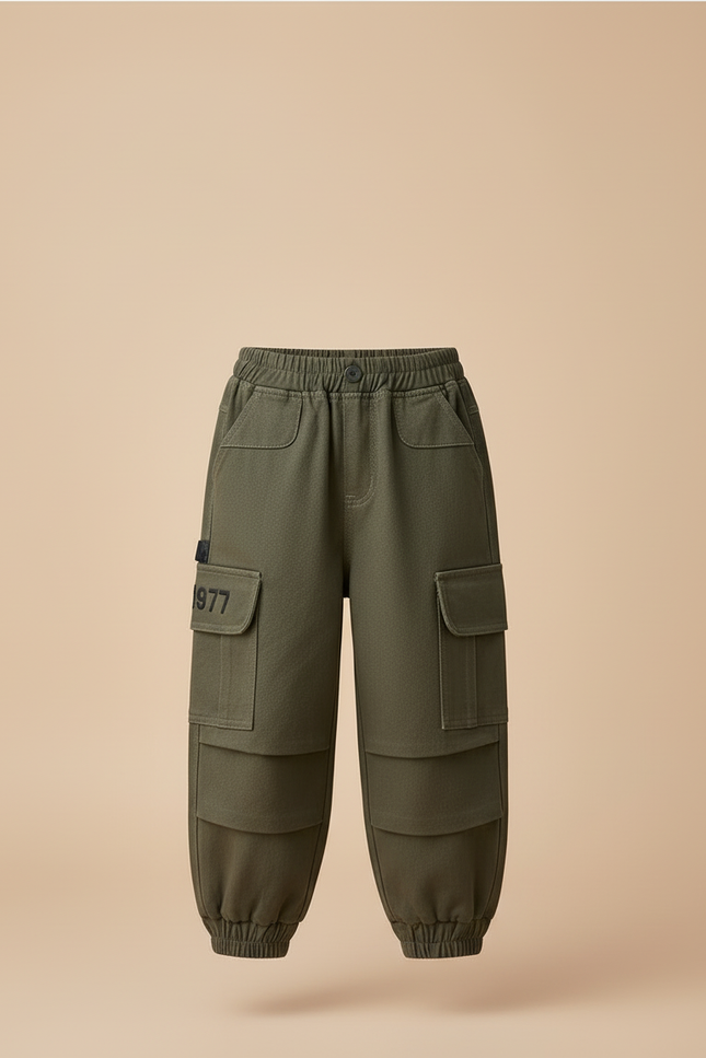 Pantalon Cargo Bébé - Kaki Molleton - vue 3