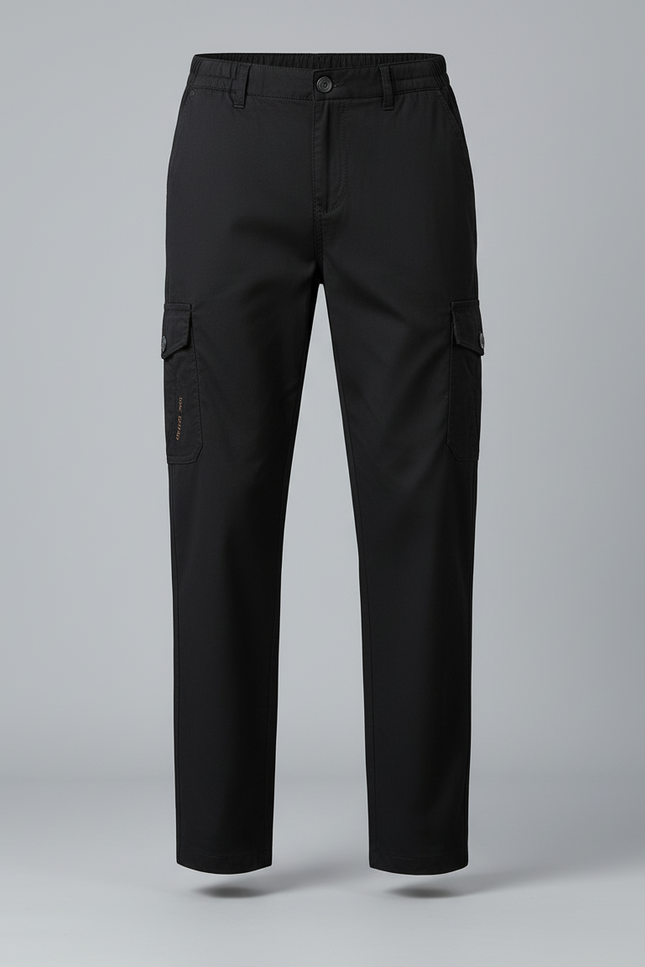 Pantalon Cargo Noir Homme Droit Décontracté Coton - vue 3